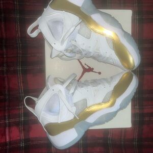 Jordan Kids Gold and White Sneakers